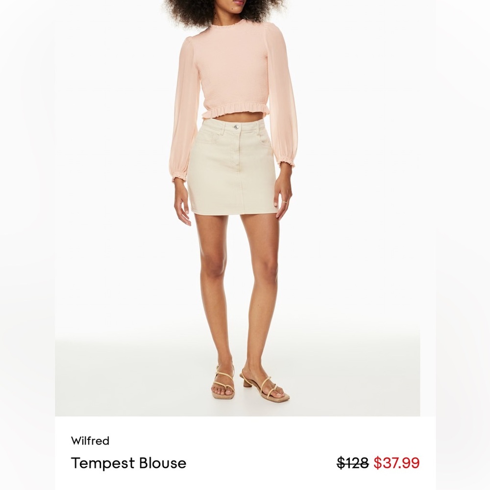 Wilfred Tempest Blouse - White Long Sleeve Top with Smocking - Picture 5 of 5